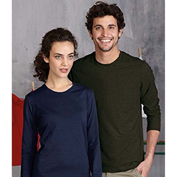 Kariban Mens Slim Fit Long Sleeve Crew Neck / Black - Picture 4 of 5